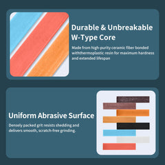 Hanboost 5pc Ceramic Fiber Oil Stone Whetstone Strips for Deburring, Smoothing and Polishing