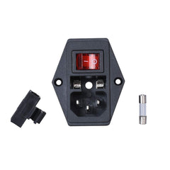 BIQU 15A 250V Rocker Switch Power Socket Inlet Module Plug 5A Fuse Switch with 5Pcs 16-14 AWG Wiring 3 Pin IEC320 C14