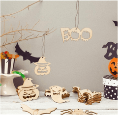 Twotrees Halloween Wooden DIY Painting Blank Wooden Chips