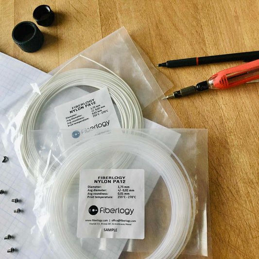 Fiberlogy NYLON PA12 Filament - Sample Size, 1.75mm, 15-35gm, (Sample) Extremely Durable, Highly Flexible, Resistant to Abrasion