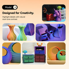 SUNLU Matte PLA Dual-Color 3D Printer Esthenic Filament 1KG, Seamless Two-Tone Shifts & Soft Matte Finish