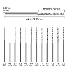Hanboost Rotary Tool Drilling Bits 12Pcs Set for 2.35mm Shank
