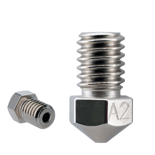 Plated A2 Hardened Tool Steel Nozzle RepRap - M6 Thread 1.75mm Filament