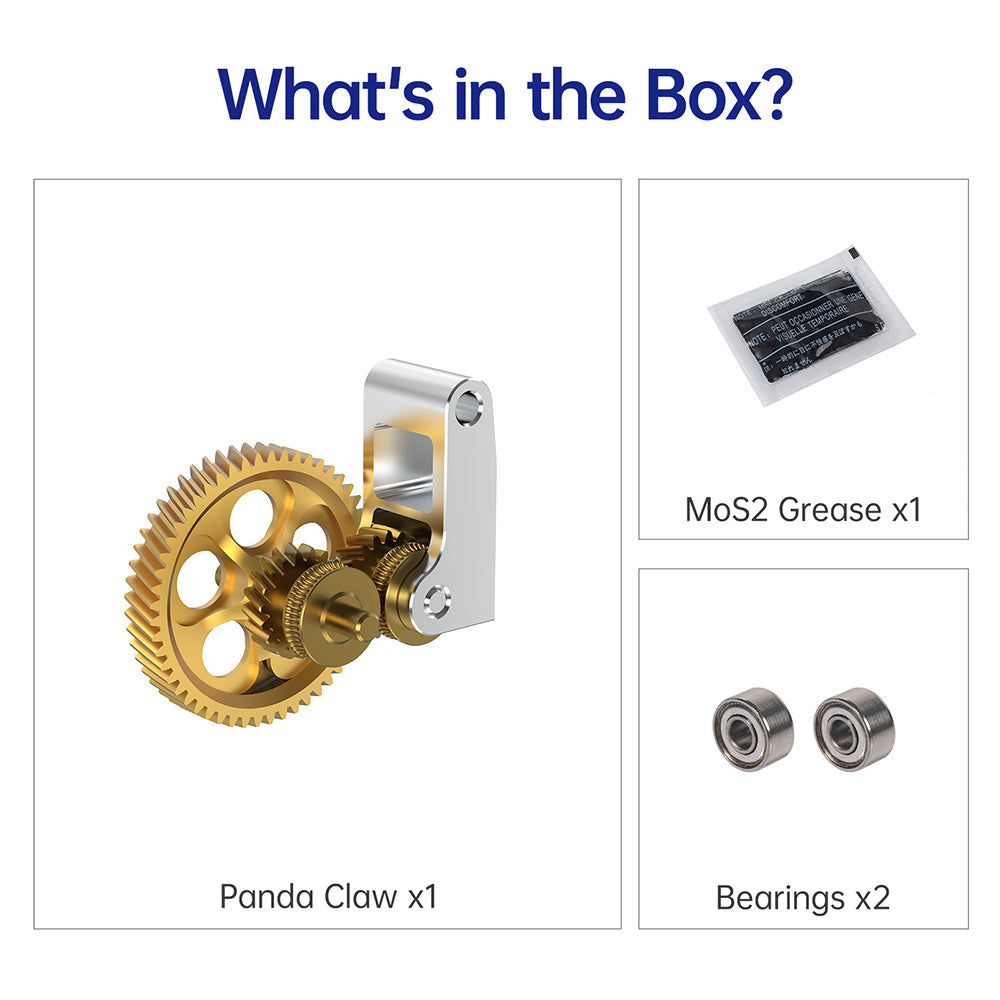 BIQU Panda Claw Extruder Gear Set for Bambu X1/P1/A1 Series - Golden Nano-Coated Hardened Steel Gear with Aluminum CNC Support
