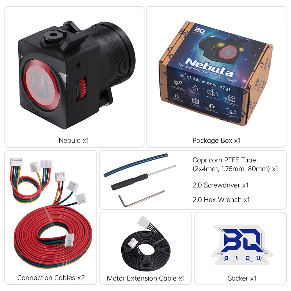 BIQU Nebula Dual Gear Extruder – High-Precision 3D Printer Extruder for Voron Stealthburner, EVA3, DIY Hotend Upgrade