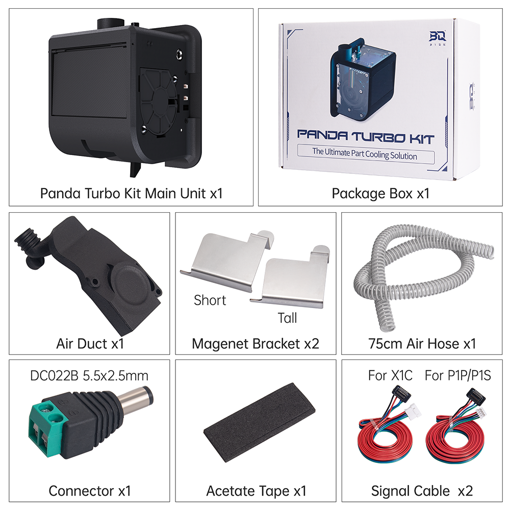 BIQU Panda Turbo Cooling Fan Upgrade Kit for Bambu Lab X1/P1  Printers – Magnetic Installation, Adjustable Brushless Turbo Fan, High-Speed Printing, RGB Lighting