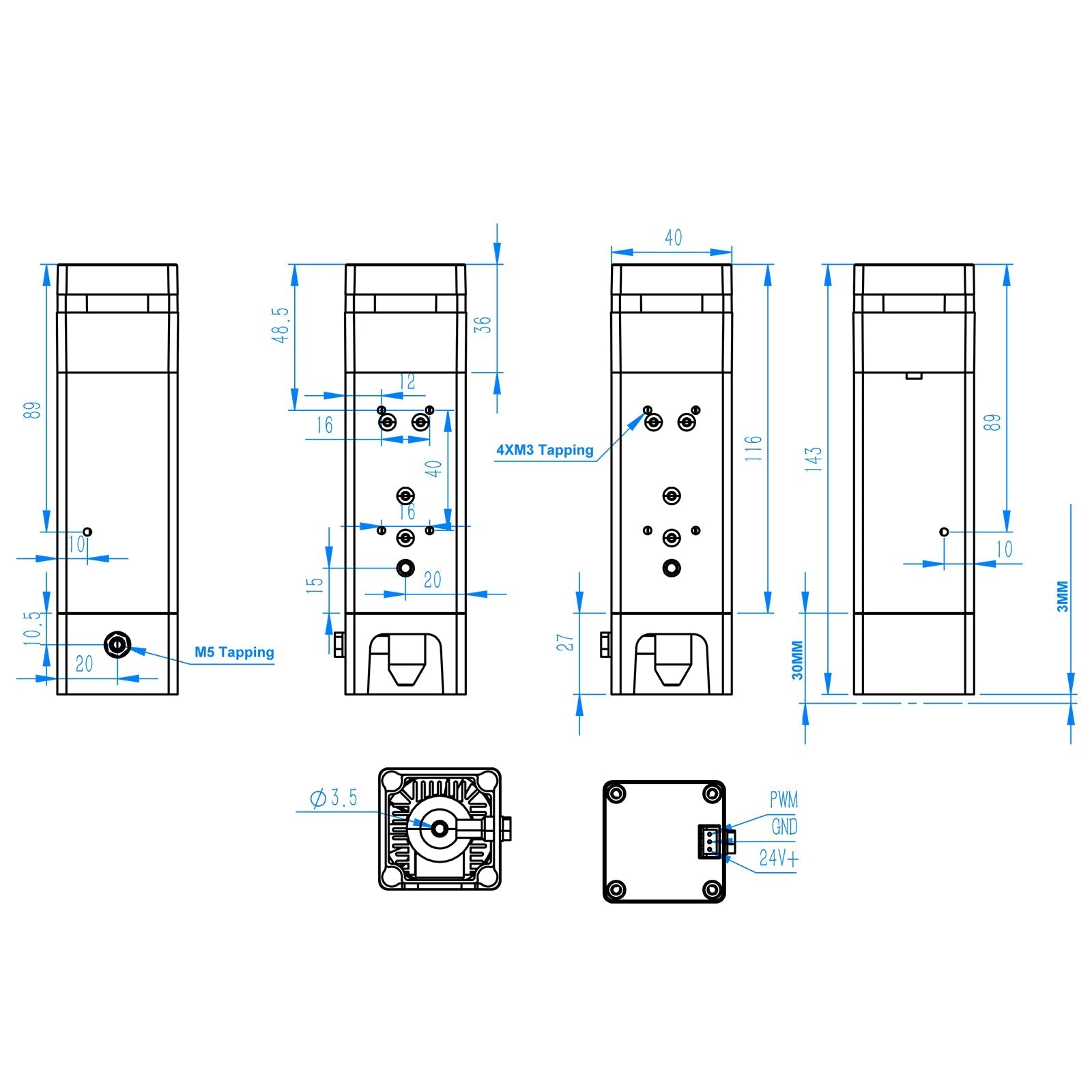 Twotrees Engraving machine laser module laser 24V10W with protective cover