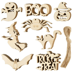 Twotrees Halloween Wooden DIY Painting Blank Wooden Chips