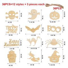 Twotrees Halloween Wooden DIY Painting Blank Wooden Chips