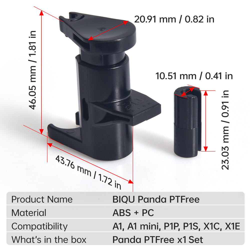 BIQU Panda PTFree Quick Release PTFE Tube Easy Removal Injection-Molded Reduces Machine Wear for A1/P1/X1 Series