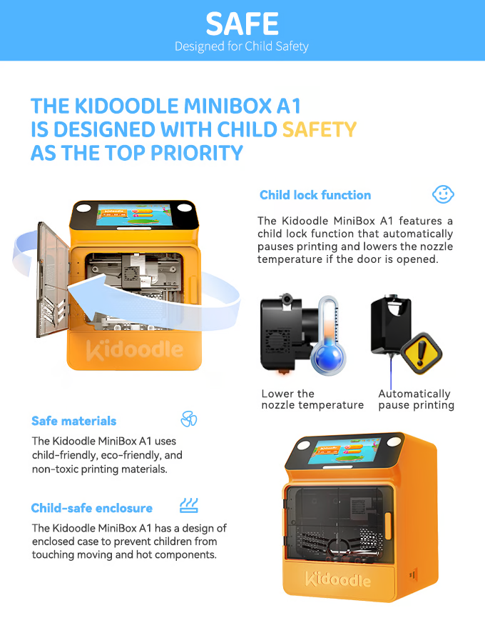 20%OFF Flash Deal | Kidoodle MiniBox A1: 3D Printer for Kids, Unleash Creativity with Kidoodle, 600mm/s High Speed, AutoLiv/Design Safe for Kids/5" Touch Screen, Wi-Fi/App Control, Easy to Install at Home/School