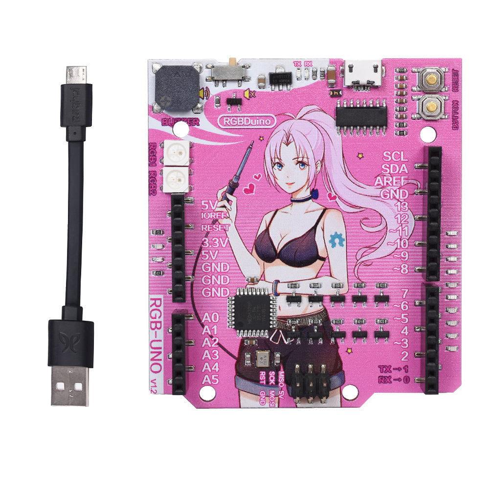 BIQU RGBDuino UNO V1.2 Jenny Greek Duck ATMEGA328P-AU Chip 16MHZ 5V Development Board VS Arduino UNO R3 Upgrade for Raspberry Pi 4 Raspberry Pi 3B