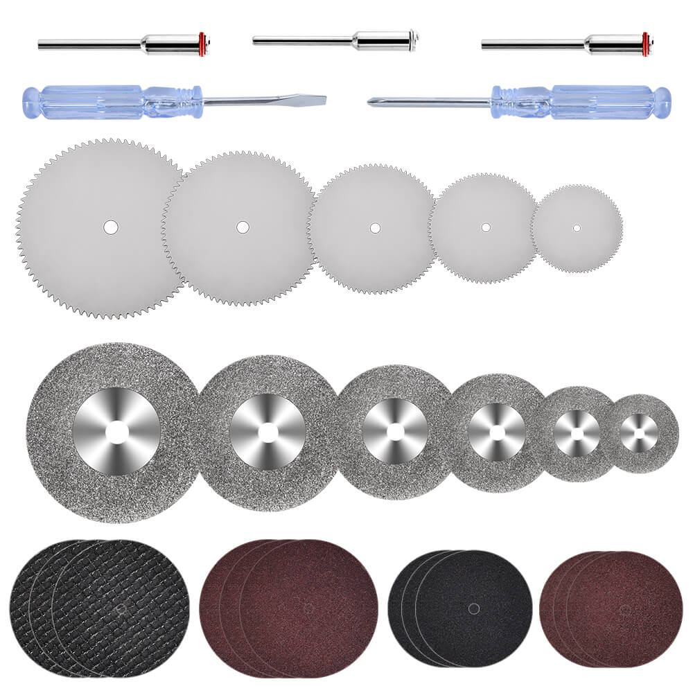 Hanboot 25pc Cutting Disc Set for Wood Glass Plastic Stone Metal for Rotary Tool