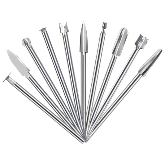 Hanboost 10pc Wood working Set – Carving & Grinding Bits for Rotary Tool