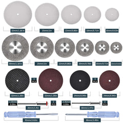 Hanboot 25pc Cutting Disc Set for Wood Glass Plastic Stone Metal for Rotary Tool