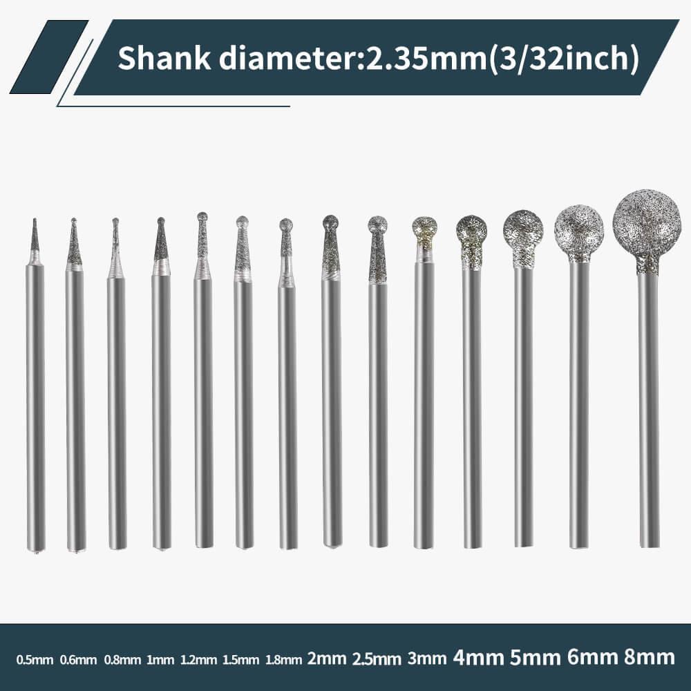 Hanboost 14pc Ball Shape Carving Set for Rotary Tool