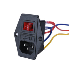 BIQU 15A 250V Rocker Switch Power Socket Inlet Module Plug 5A Fuse Switch with 5Pcs 16-14 AWG Wiring 3 Pin IEC320 C14