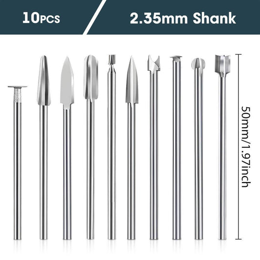 Hanboost 10pc Wood working Set – Carving & Grinding Bits for Rotary Tool