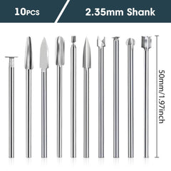 Hanboost 10pc Wood working Set – Carving & Grinding Bits for Rotary Tool