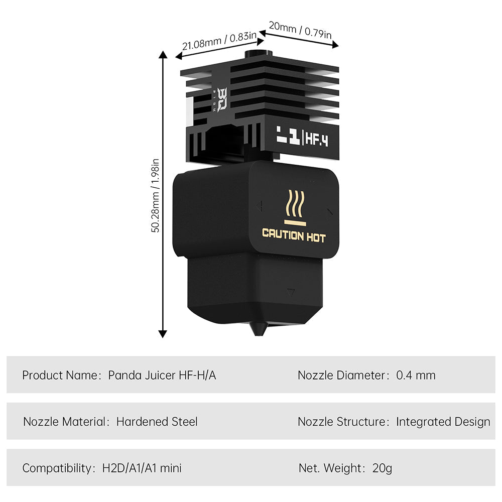 BIQU Panda Juicer Hotend High Flow with 0.4mm Hardened Steel Nozzle for Bambu Lab A1/A1 mini/H2D