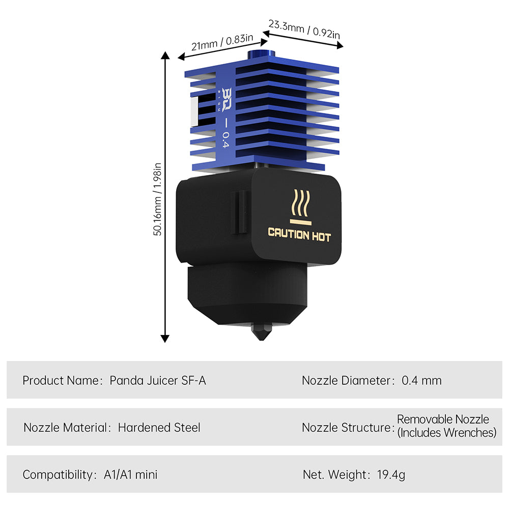 BIQU Panda Juicer Hotend  Standard Flow with 0.4mm Hardened Steel Nozzle for Bambu Lab A1/A1 mini