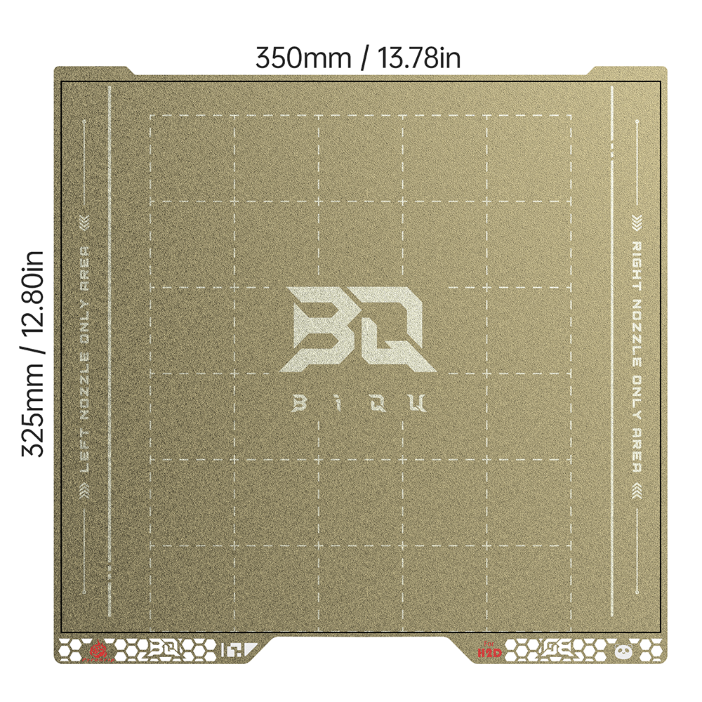 BIQU Pyrogrip Build Plate 346MM x 355MM Spring Steel Sheet Double-Sided Textured PEI Grid for Bambu Lab H2D/H2S Printers