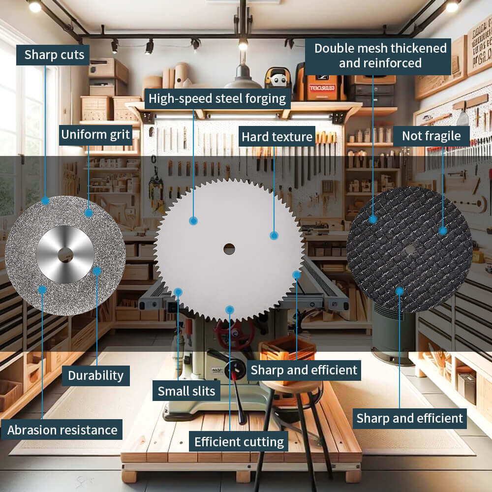 Hanboot 25pc Cutting Disc Set for Wood Glass Plastic Stone Metal for Rotary Tool