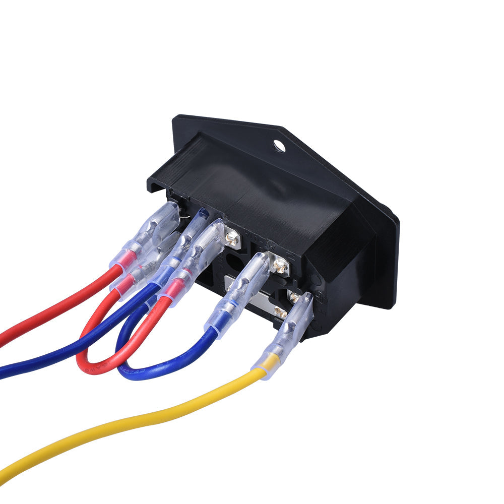 BIQU 15A 250V Rocker Switch Power Socket Inlet Module Plug 5A Fuse Switch with 5Pcs 16-14 AWG Wiring 3 Pin IEC320 C14