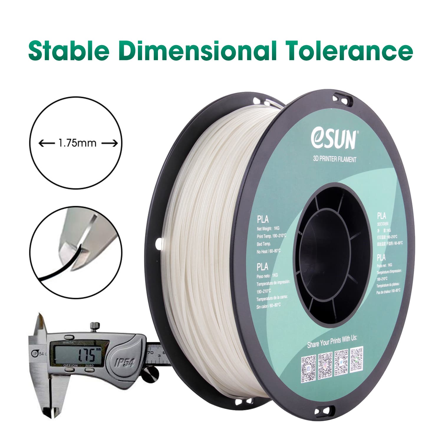 eSUN Luminous PLA 1.75mm 3D Filament 1KG  Glow in the Dark