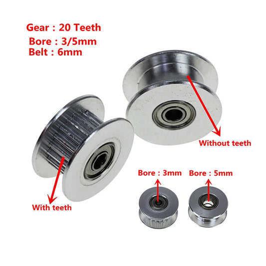 2GT 16/20 Teeth Timing Idler Pulley Bore 3/5mm Wheel fit GT2 6mm/10mm Belt for Voron 3D Printers