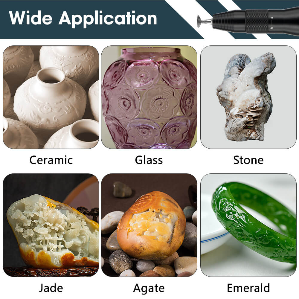 Hanboost 12Pcs Grinding Kit for Caving Stone,Jade,Glass and  Jewelry