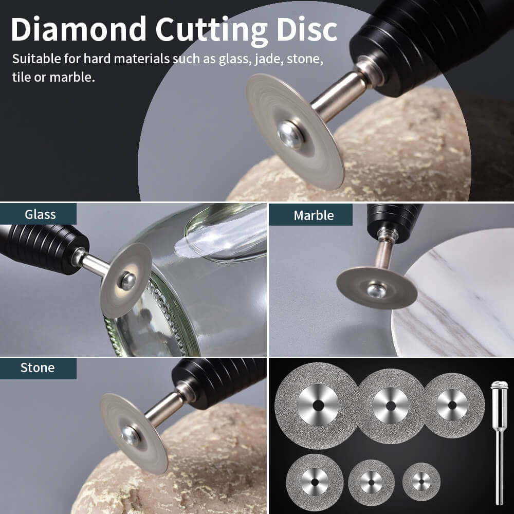 Hanboot 25pc Cutting Disc Set for Wood Glass Plastic Stone Metal for Rotary Tool