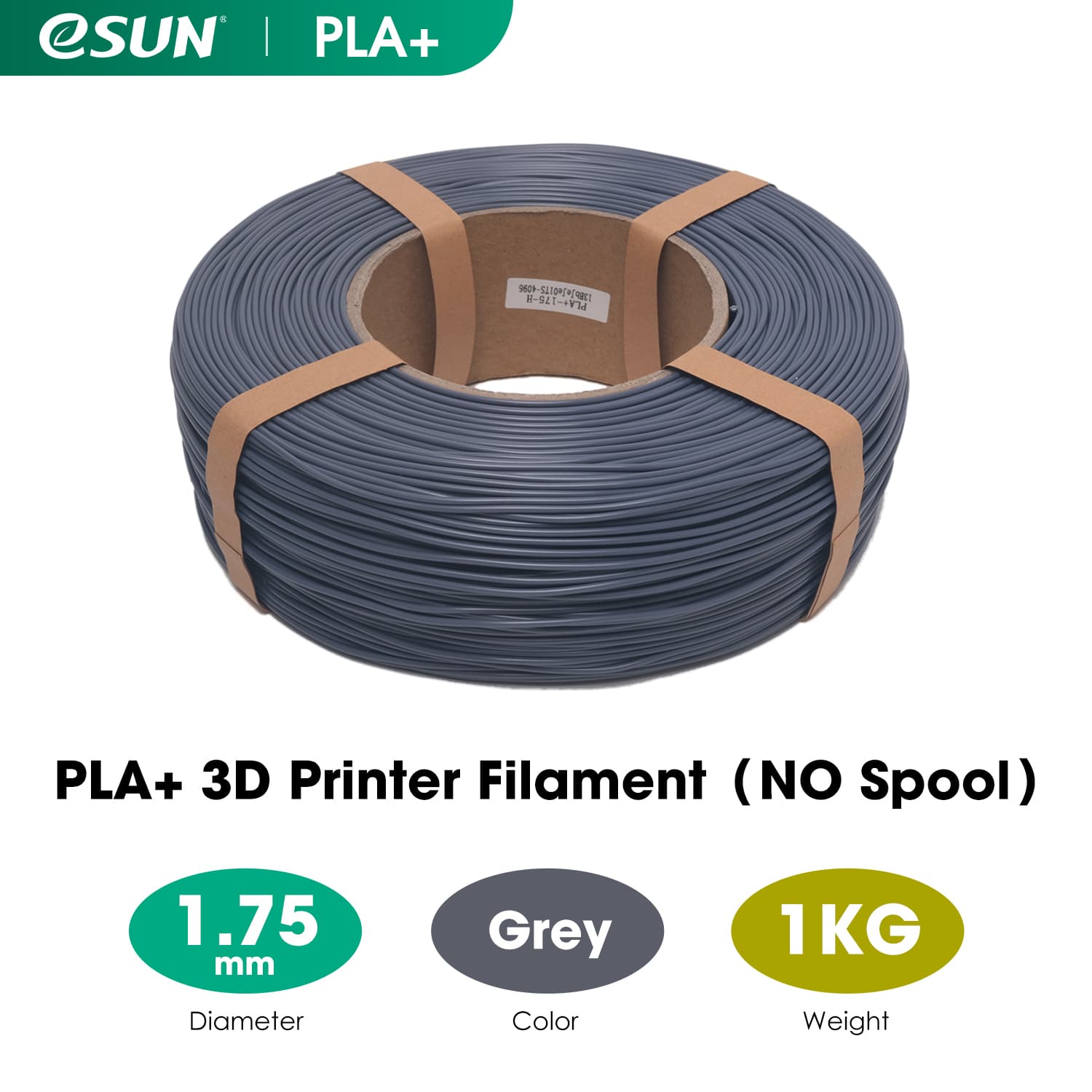 eSUN PLA+ 1.75mm Filaments Refill No Spool& Reusable Spool