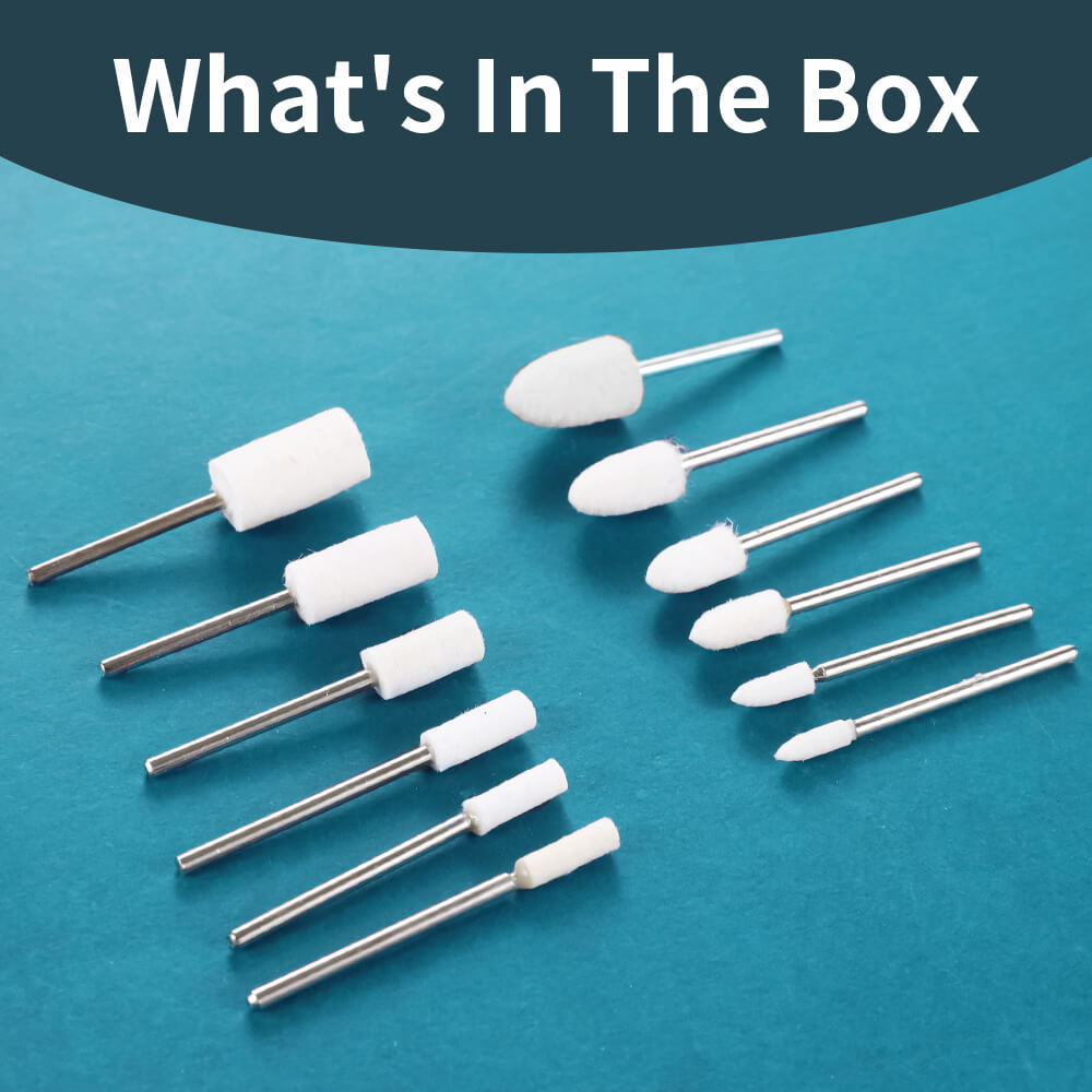 Hanboost 12pc Wool Felt Polishing Set for Rotary Tool Kit