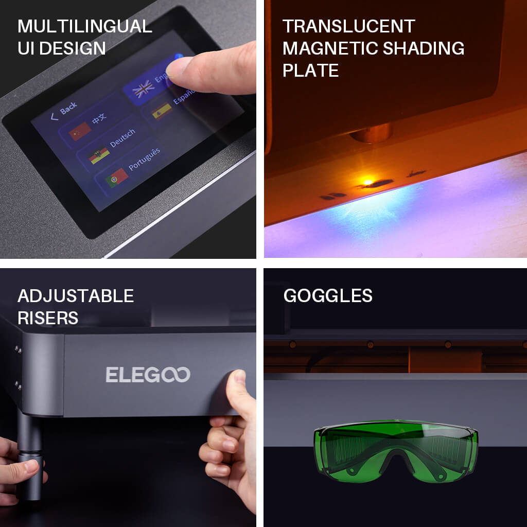 ELEGOO PHECDA 20W Laser Engraver & Cutter with Air Assist, CNC Laser Engraving and Cutting Machine for Wood and Metal, Dark Acrylic, 400x400mm Engraving Area (Basic)