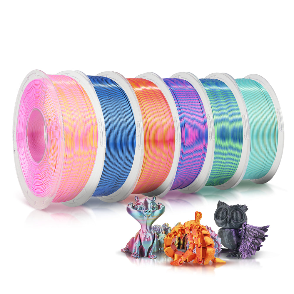[MOQ: 3KG] Multi-Color SILK Filament(Dual-color, Tri-color and Four-color) 3D Printer Filament 1KG