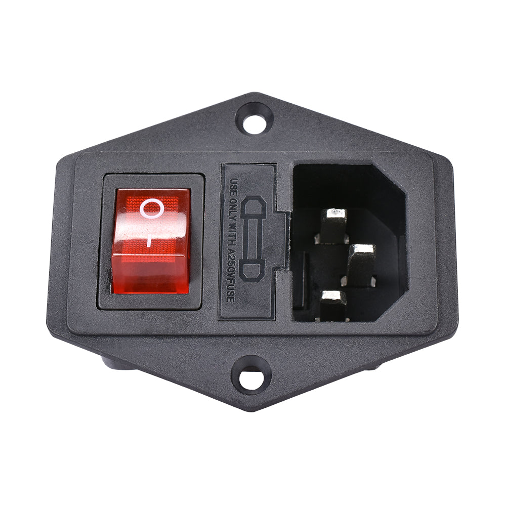 BIQU 15A 250V Rocker Switch Power Socket Inlet Module Plug 5A Fuse Switch with 5Pcs 16-14 AWG Wiring 3 Pin IEC320 C14