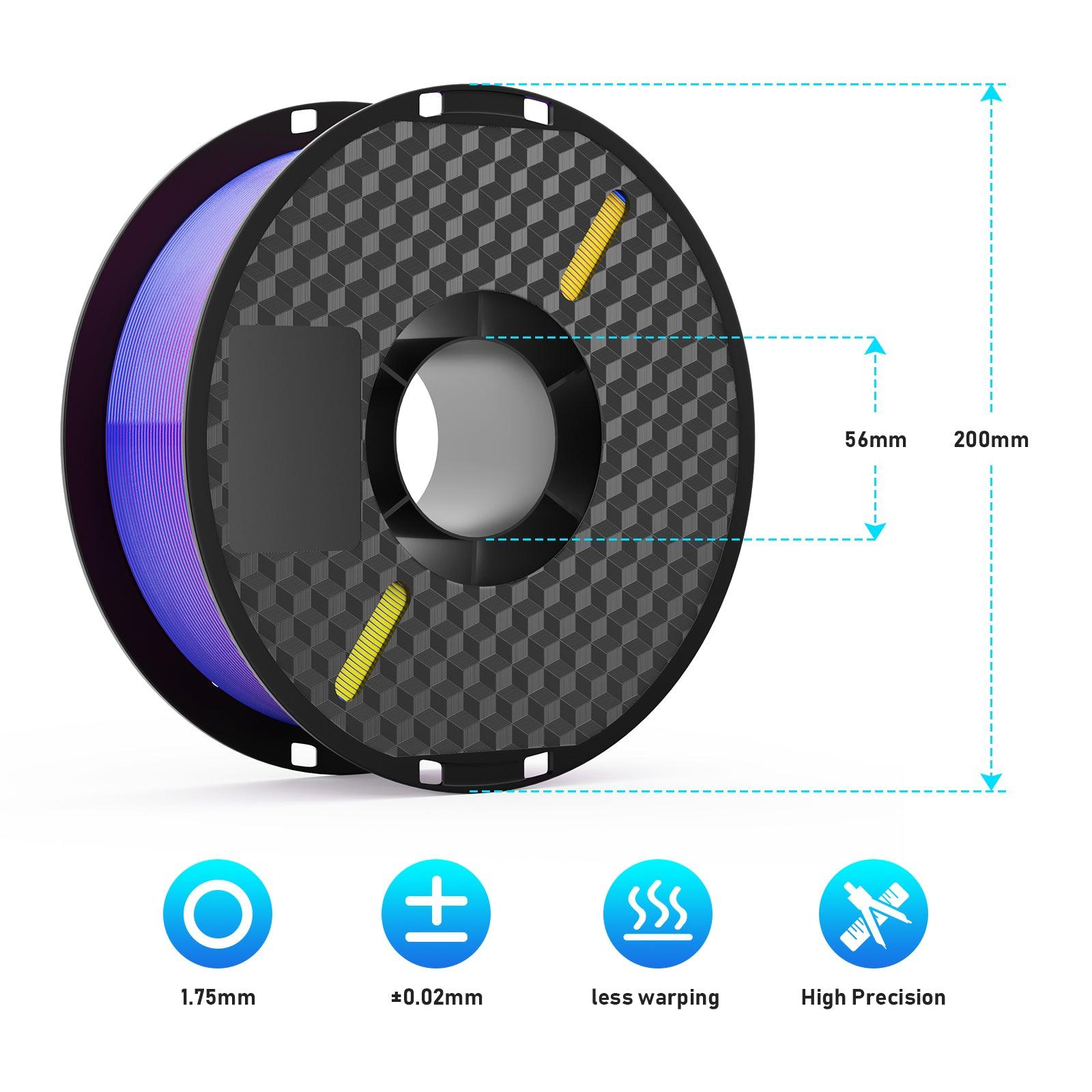Twotrees Rainbow Silk PLA Filament （1KG per roll, 1.75mm diameter）