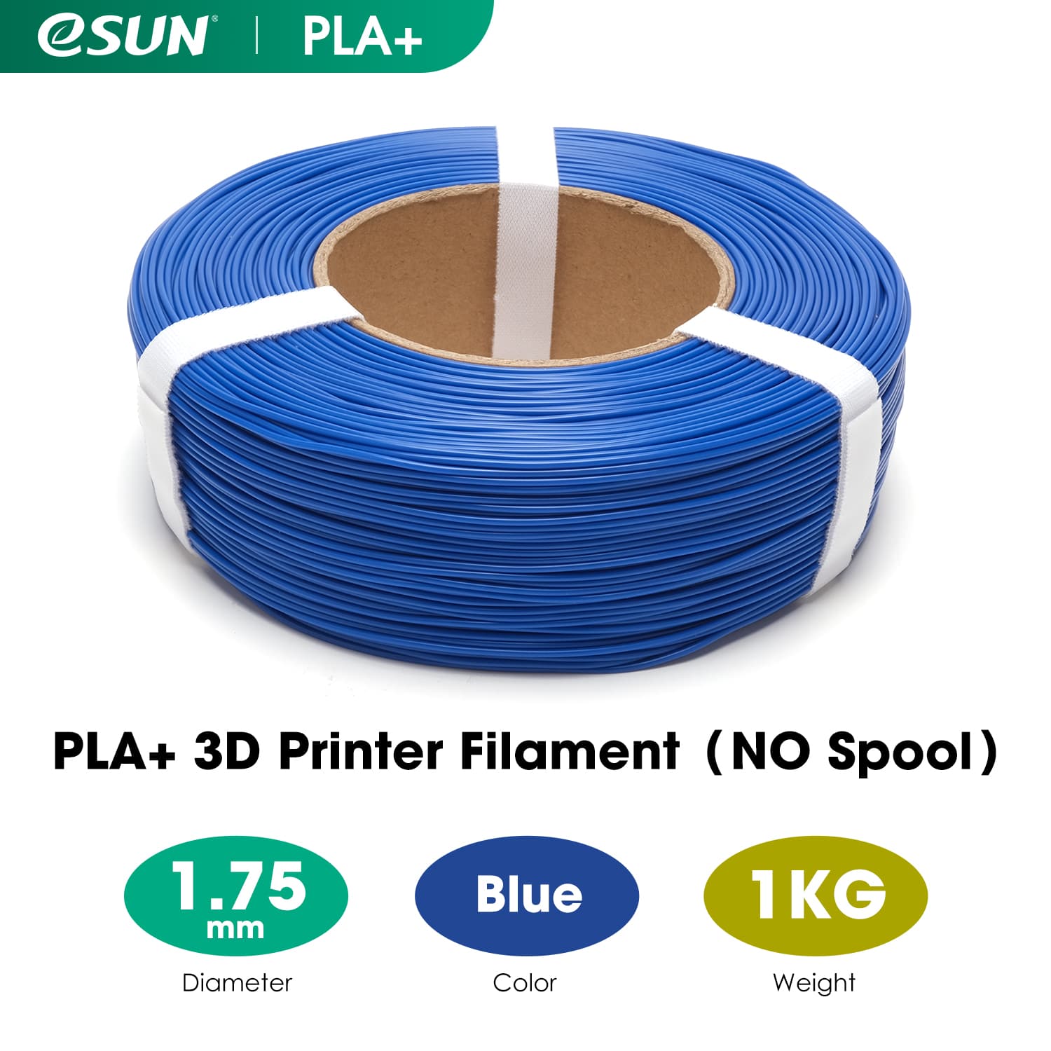 eSUN PLA+ 1.75mm Filaments Refill for 3D Printer No Spool 1KG