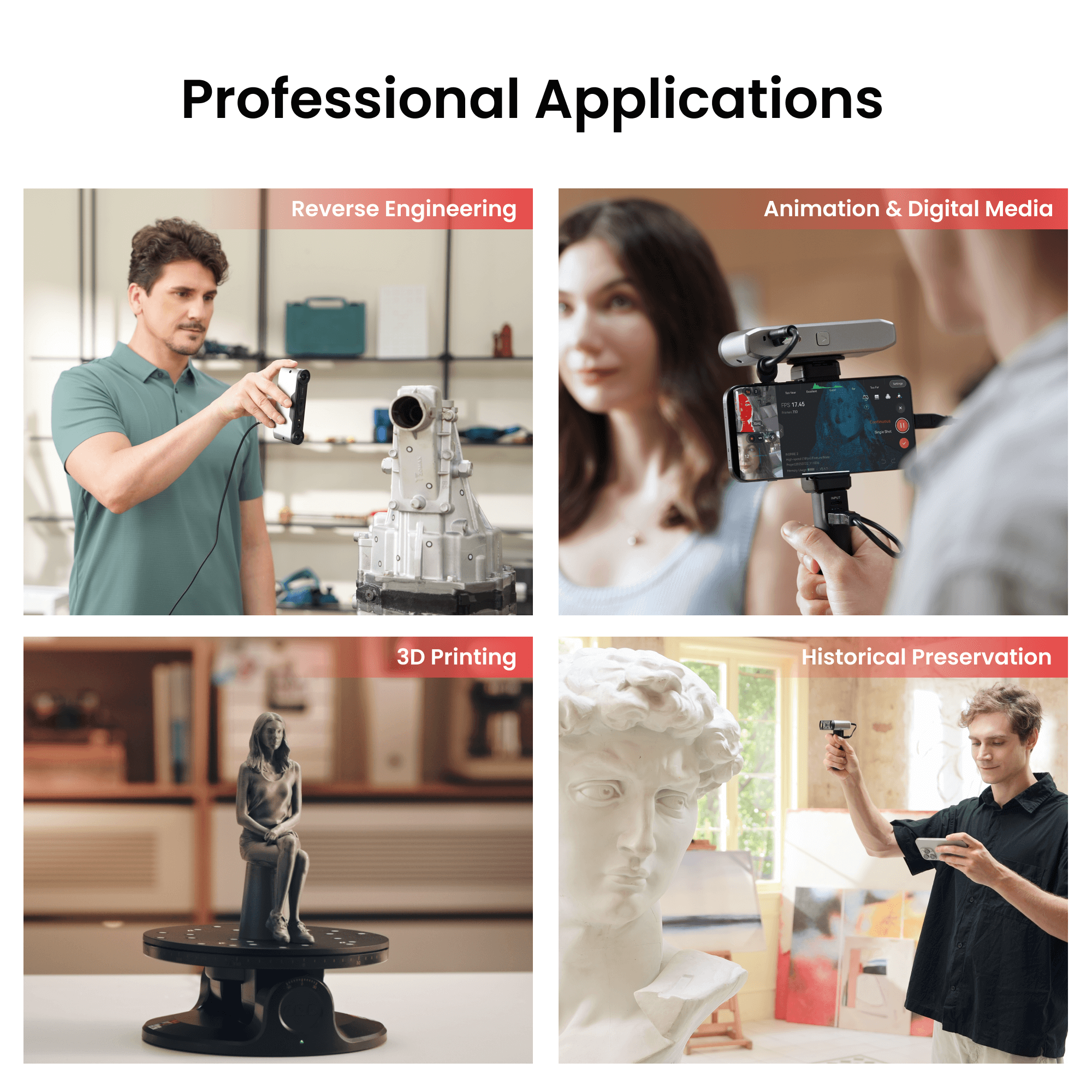 Revopoint INSPIRE 2: Wireless Infrared Laser and Structured Light 3D Scanner