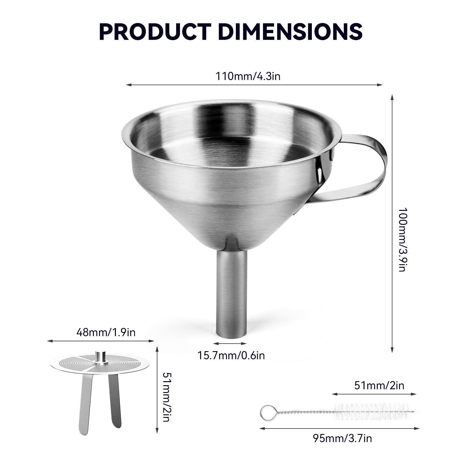 3D Stainless Steel Funnel