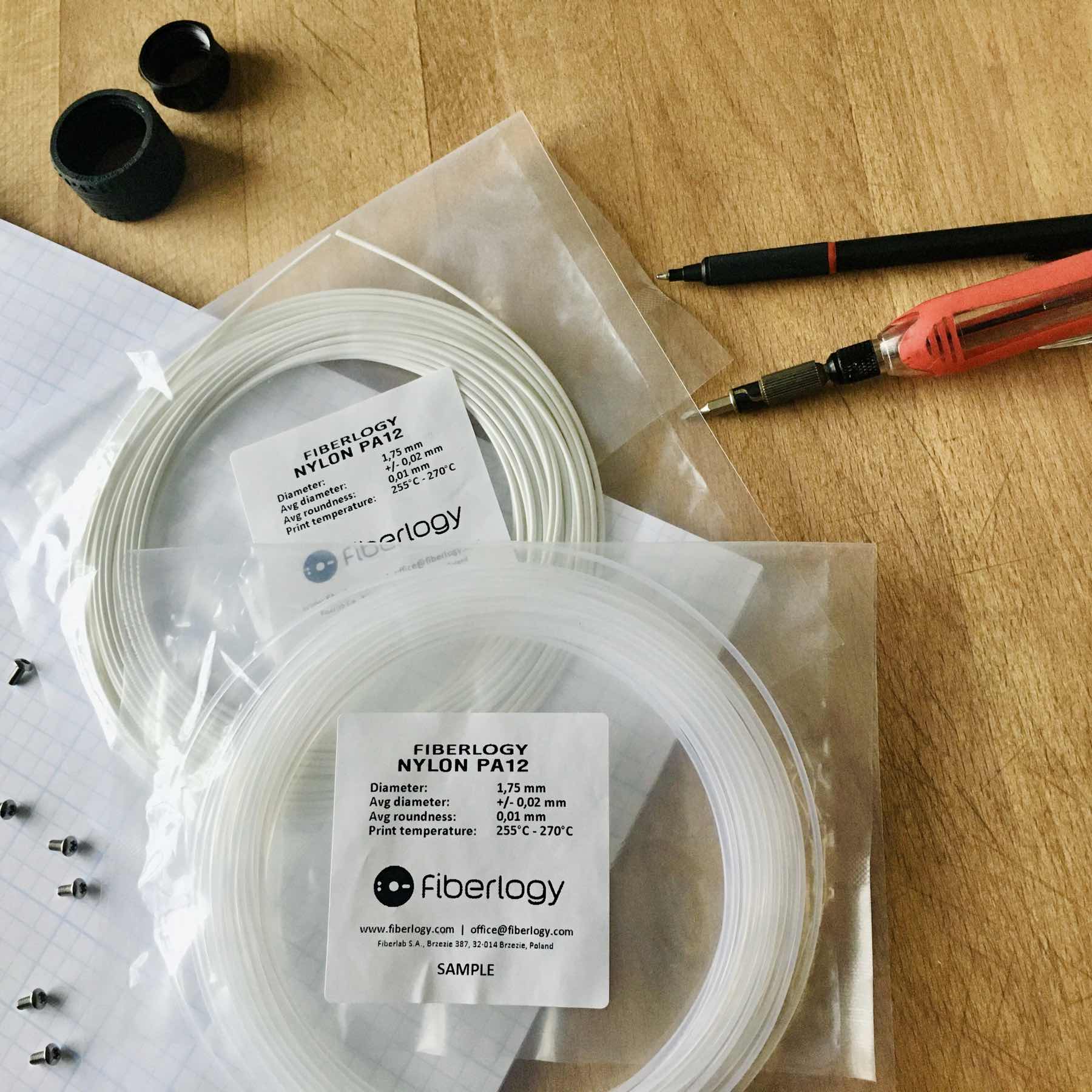 Fiberlogy NYLON PA12 Filament - Sample Size, 1.75mm, 15-35gm, (Sample) Extremely Durable, Highly Flexible, Resistant to Abrasion