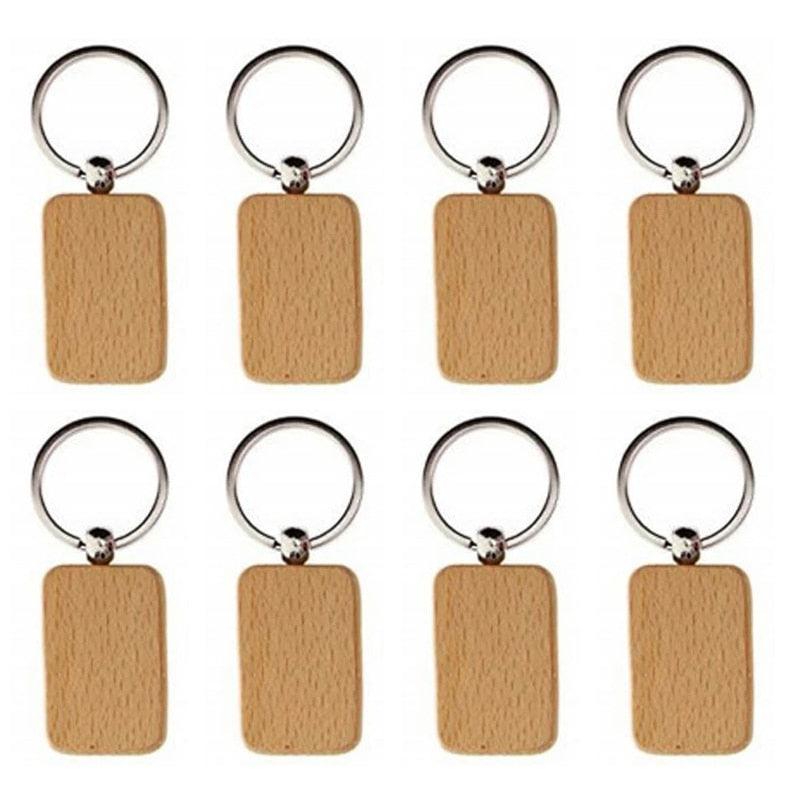 Wooden ID Tags Blank Rectangle Wooden Key Chain Diy
