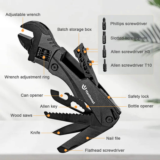 Hanboost 12 In 1 Multitool Wrench  EDC Gadget for Outdoor Camping