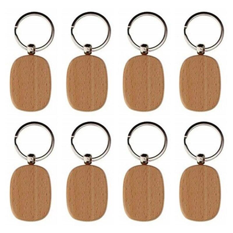 Wooden ID Tags Blank Rectangle Wooden Key Chain Diy