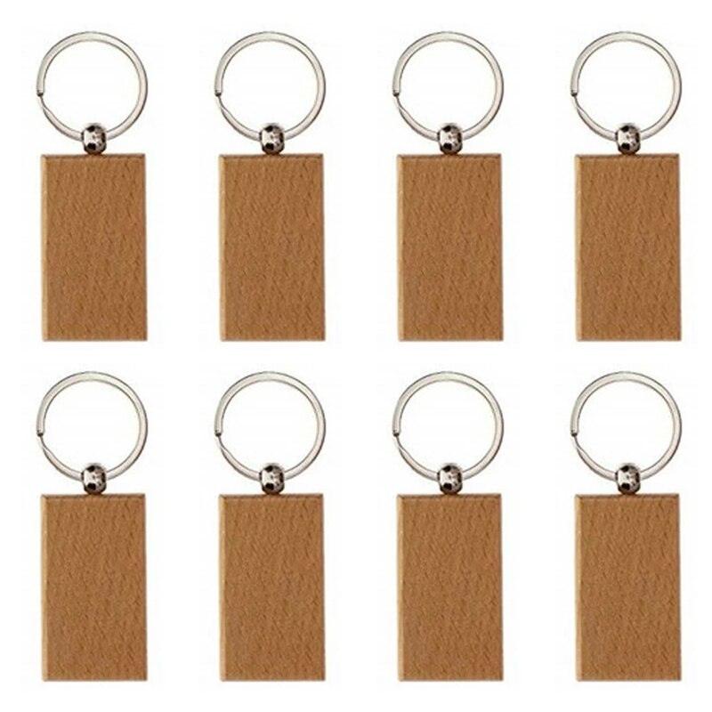 Wooden ID Tags Blank Rectangle Wooden Key Chain Diy