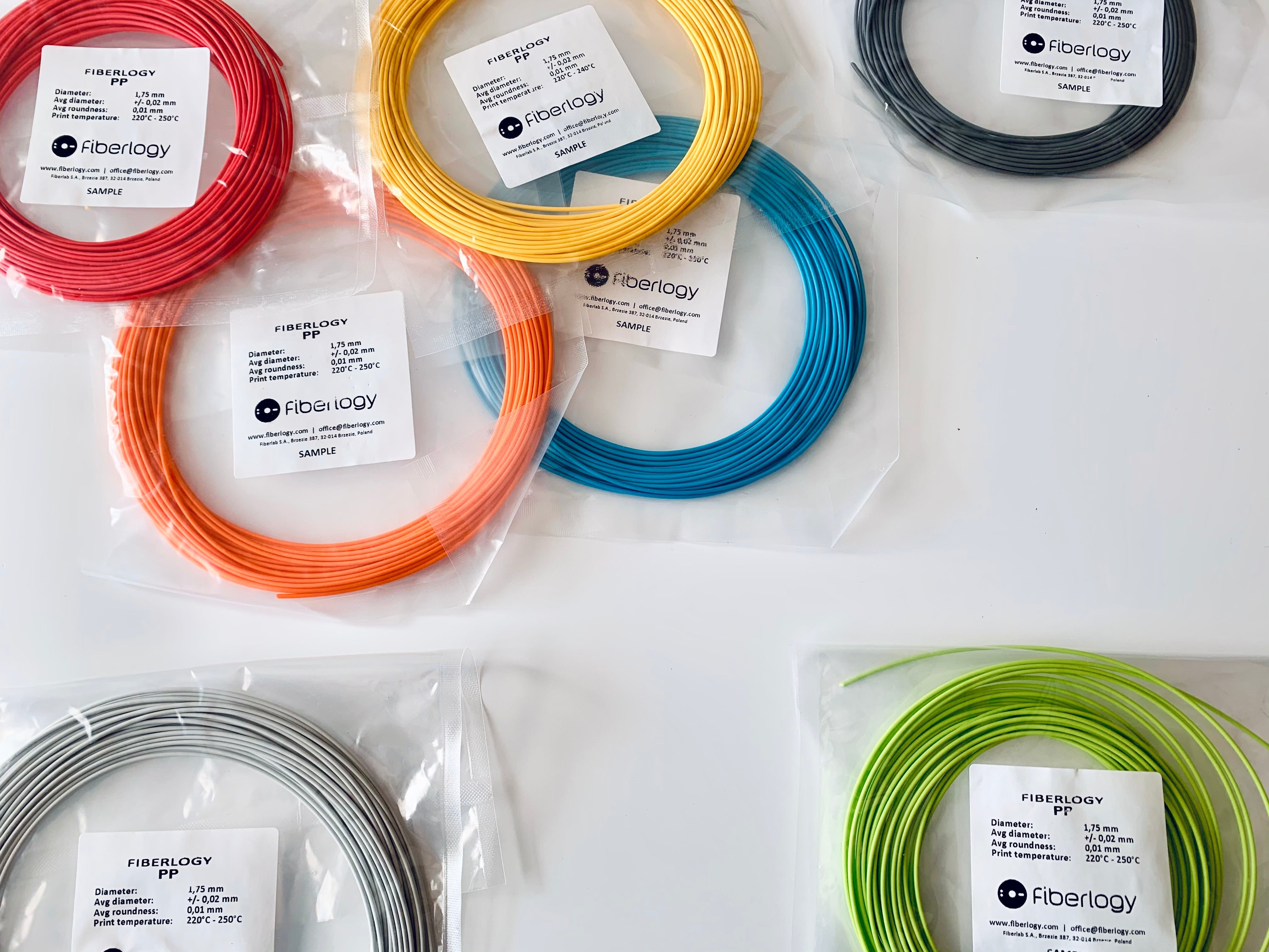 Fiberlogy PP Polypropylene Sample Size 18-40gm (Sample) - Non-Toxic 3D Printer Filament, 1.75mm