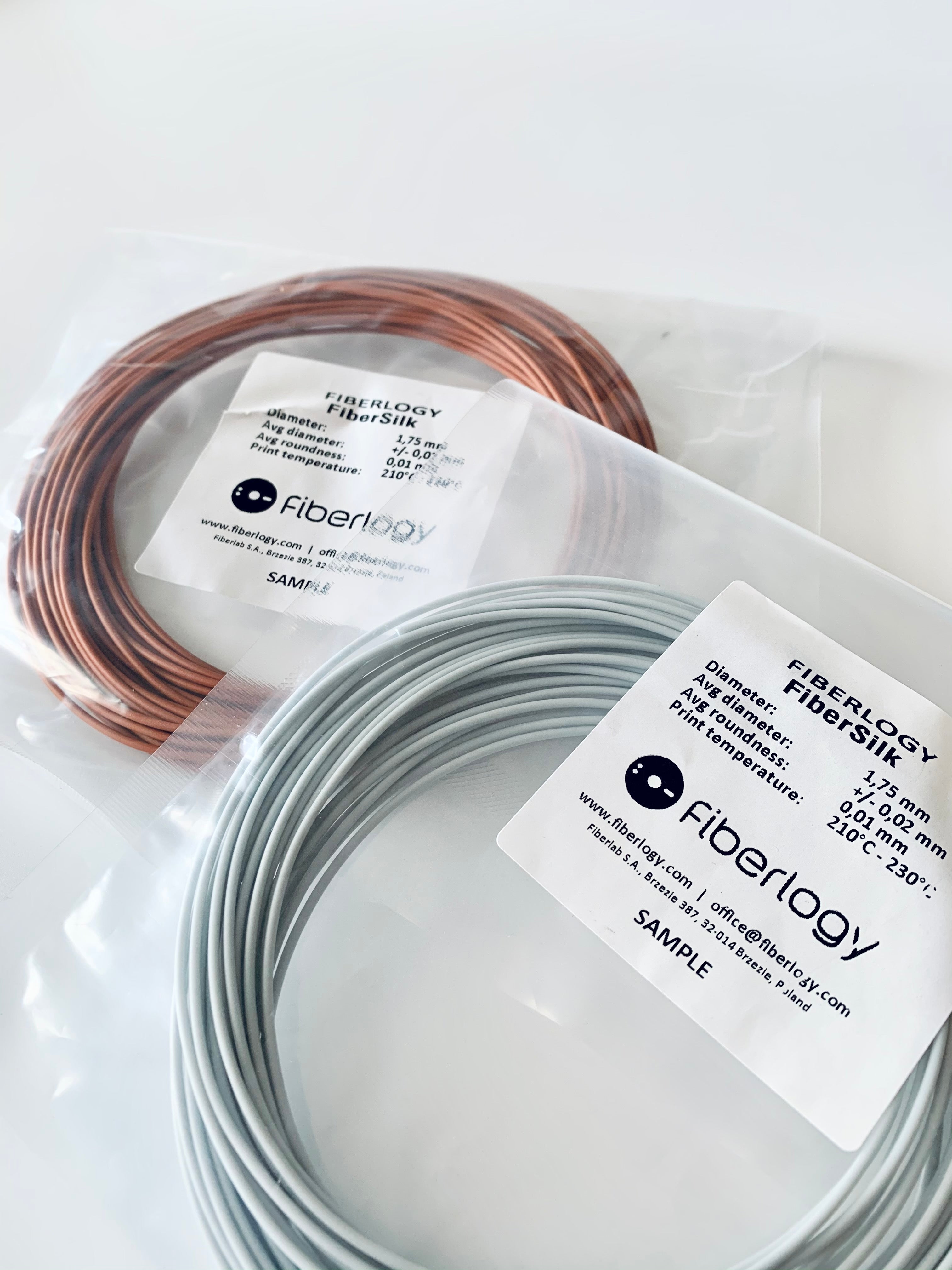 Fiberlogy FIBERSILK Filament - Sample Size 20-40gm (Sample) 1.75mm - Striking Finish for Artistic, Special and Functional Prints