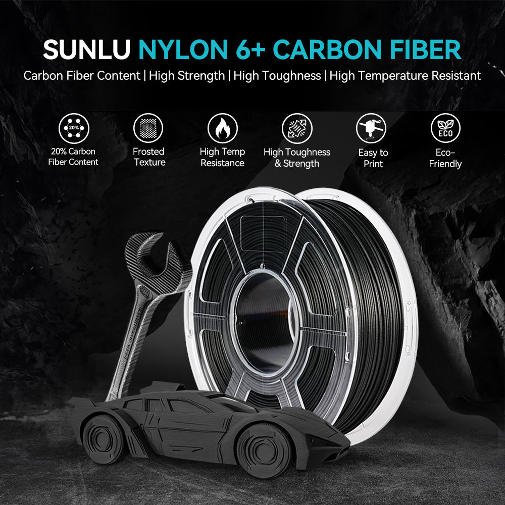Nylon-6 Carbon Fiber (PA6-CF) 3D Printer Filament 0.5KG-1KG