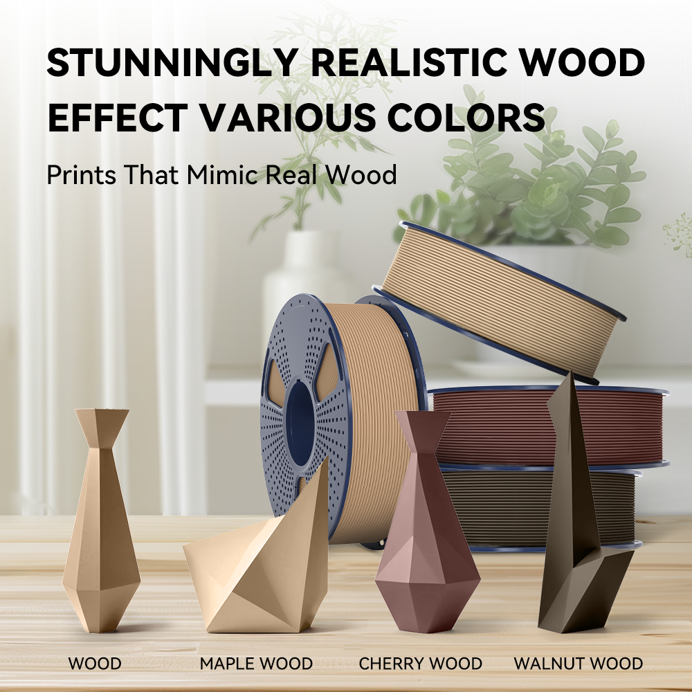 [MOQ: 3KG] Optimized Wood PLA 3D Printer Filament 1KG, Optimized and Upgraded Wood Texture